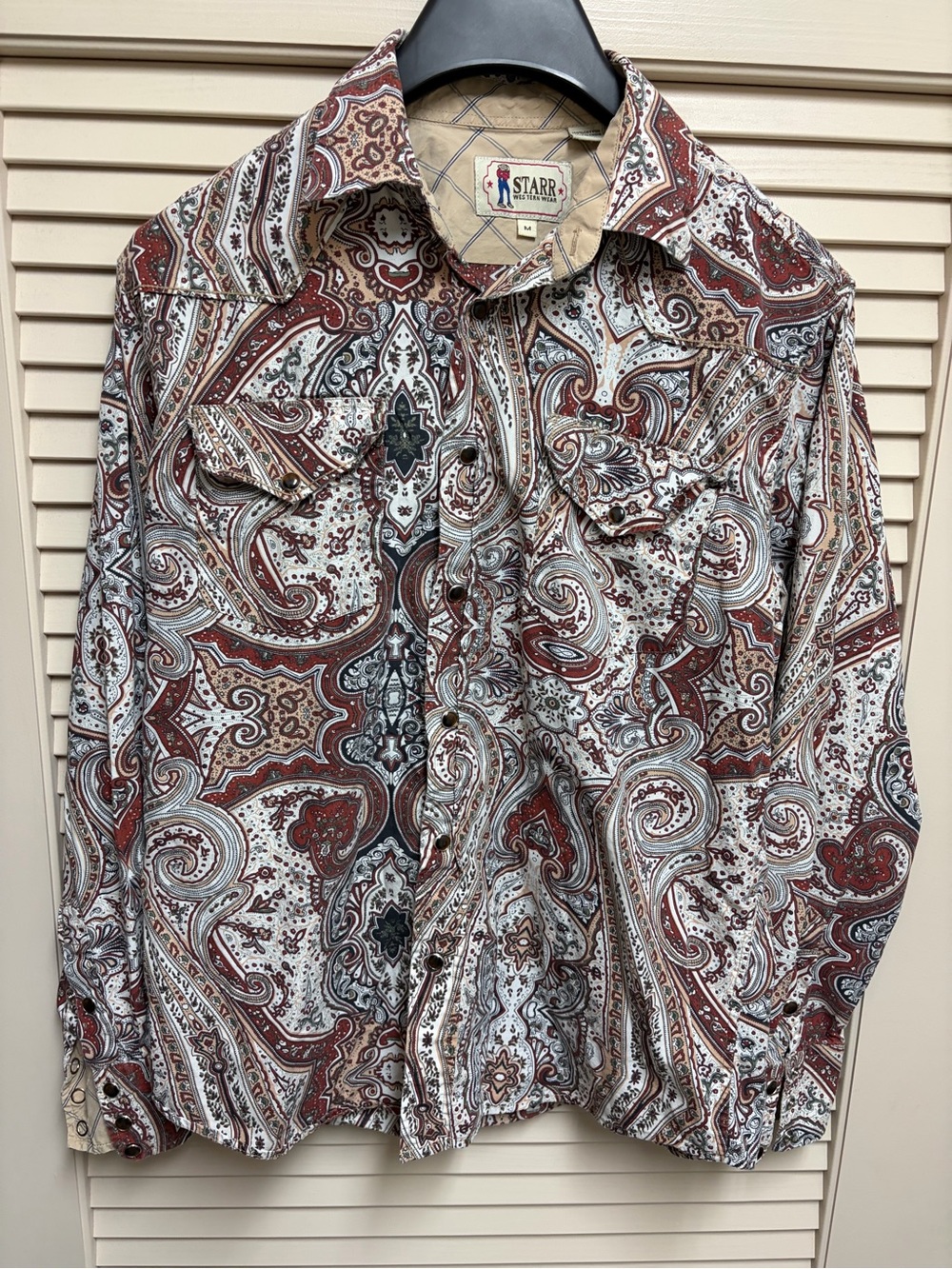 Starr Western Wear Shirt Mens M Paisley Pearl Snap Cowboy Rodeo Western Luxury